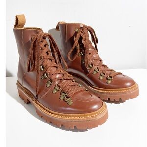 Grenson Brown Leather Combat Boots